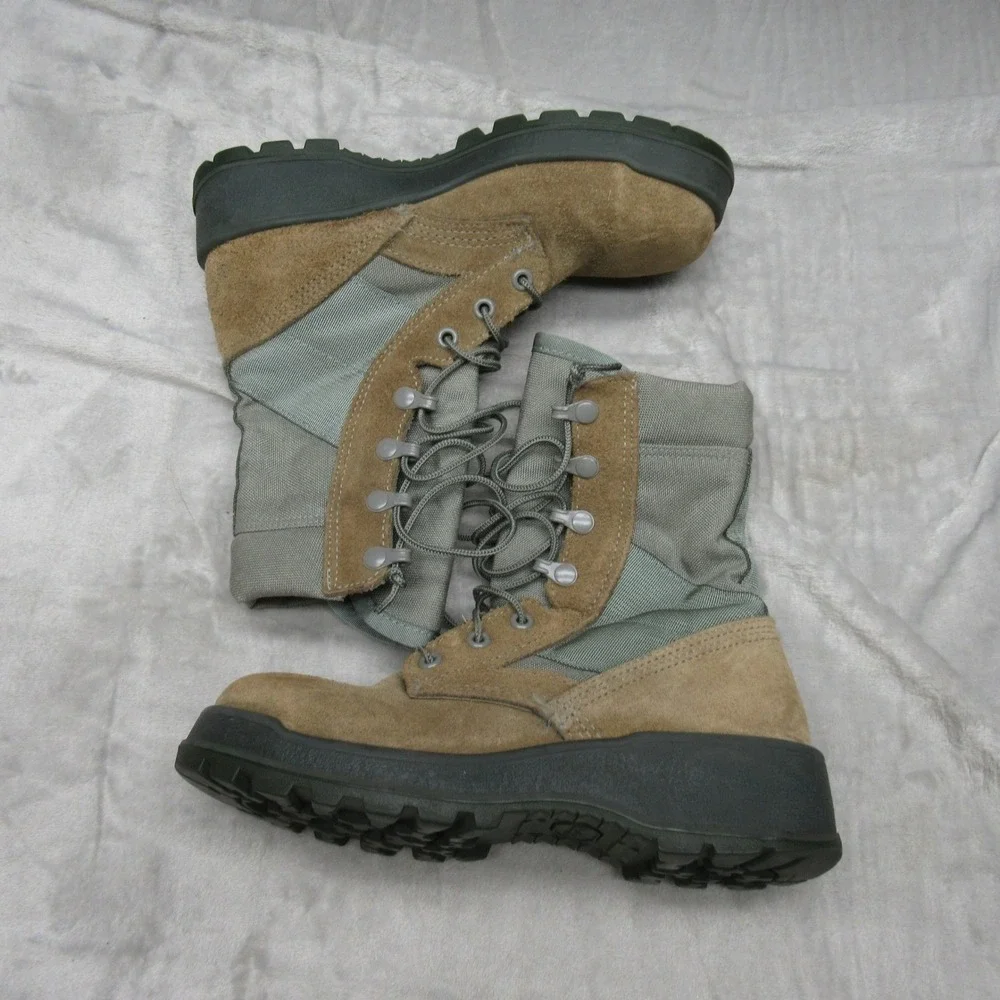 Mens Combat Boots US4 Military Lace‎ Up Vibram Sole Suede Closed Toe ASTMF2413